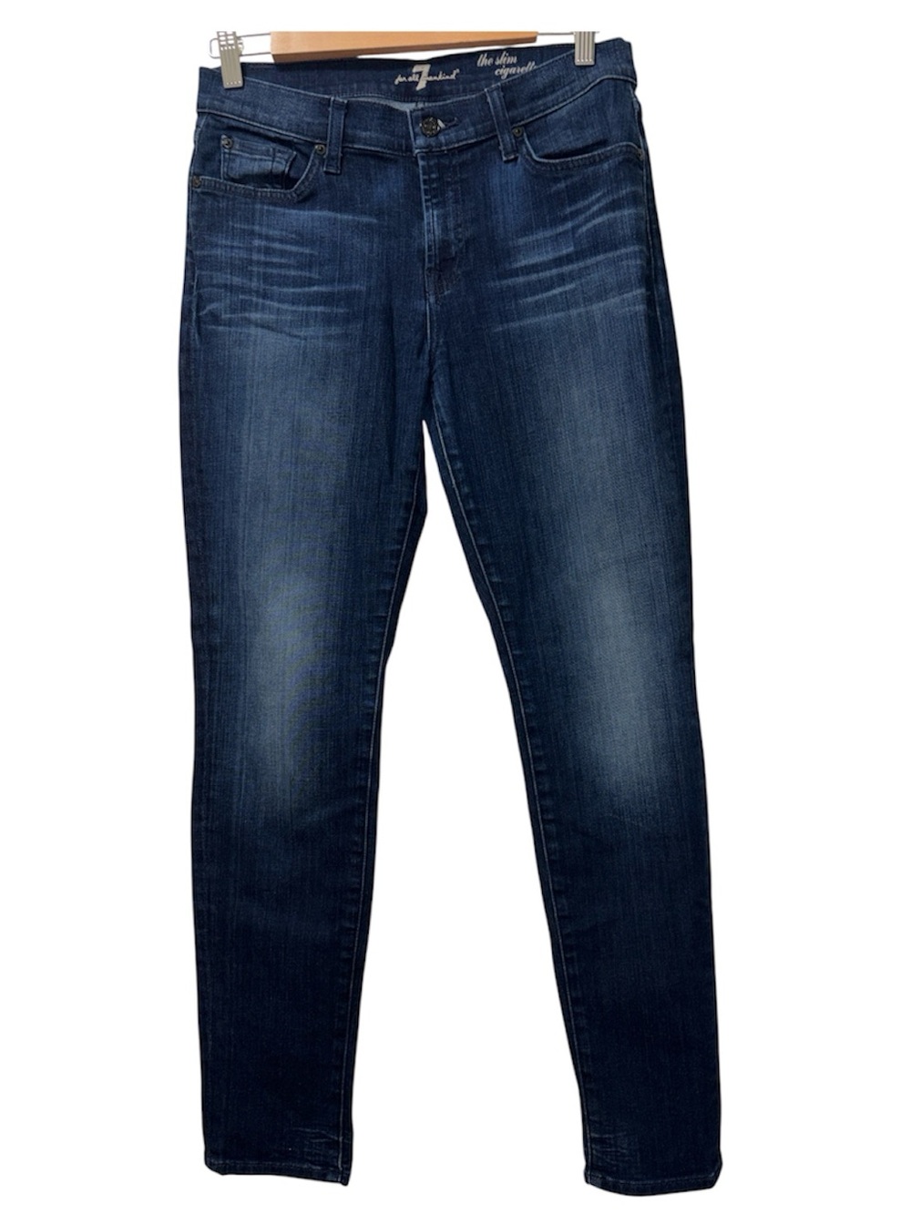 7 For All Mankind Dark Indigo Skinny Jeans, Size 30